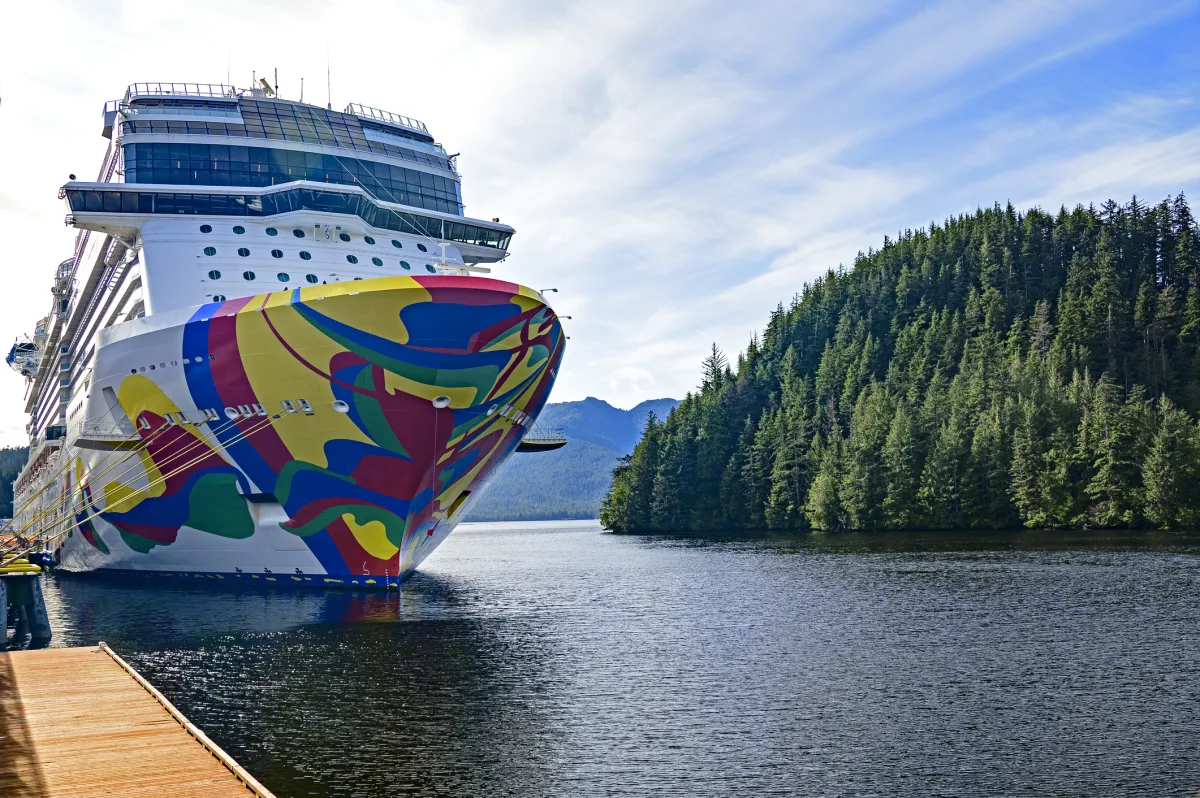Norwegian cruise docked in Alaska